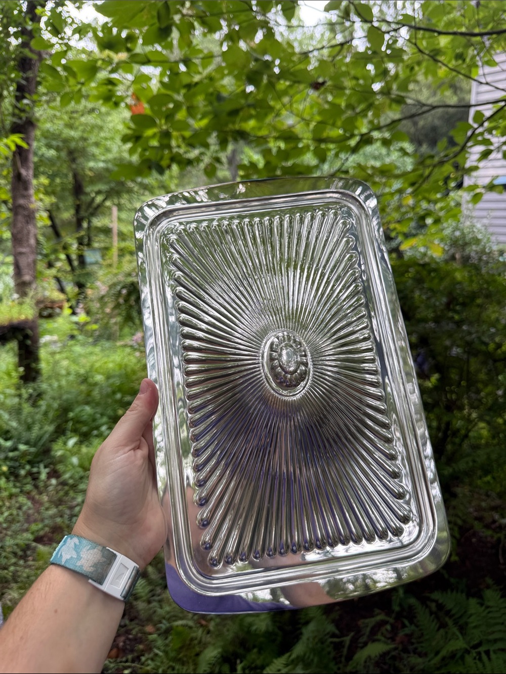 Gorham Silverplate Rectangular Serving Platter TOP ONLY with Radiant Sunburst